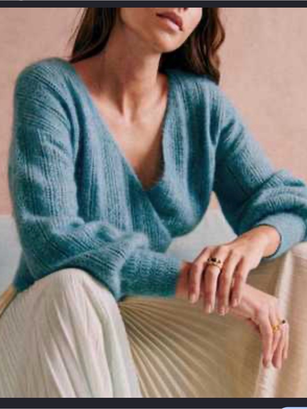 Sézane Cristina Pullover Sweater Teal Green S/M